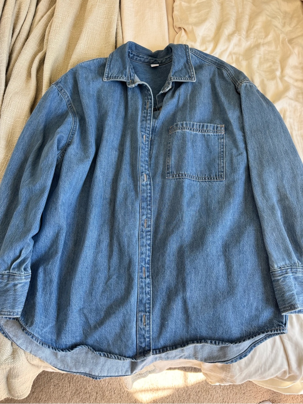 Old Navy Blue Denim Button-Front Shirt